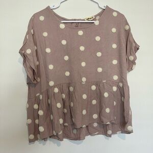 Blu Pepper Boutique Dusty Pink Polka Dot Blouse Medium